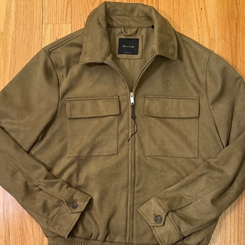 Porter & Ash Tan Faux Suede Bomber Jacket for Men size Medium New Without Tag